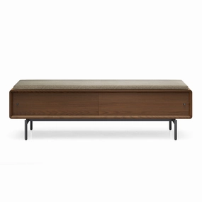 BDI LINQ Bench 9101 with Fabric Cushion (Natural Walnut/Almond)