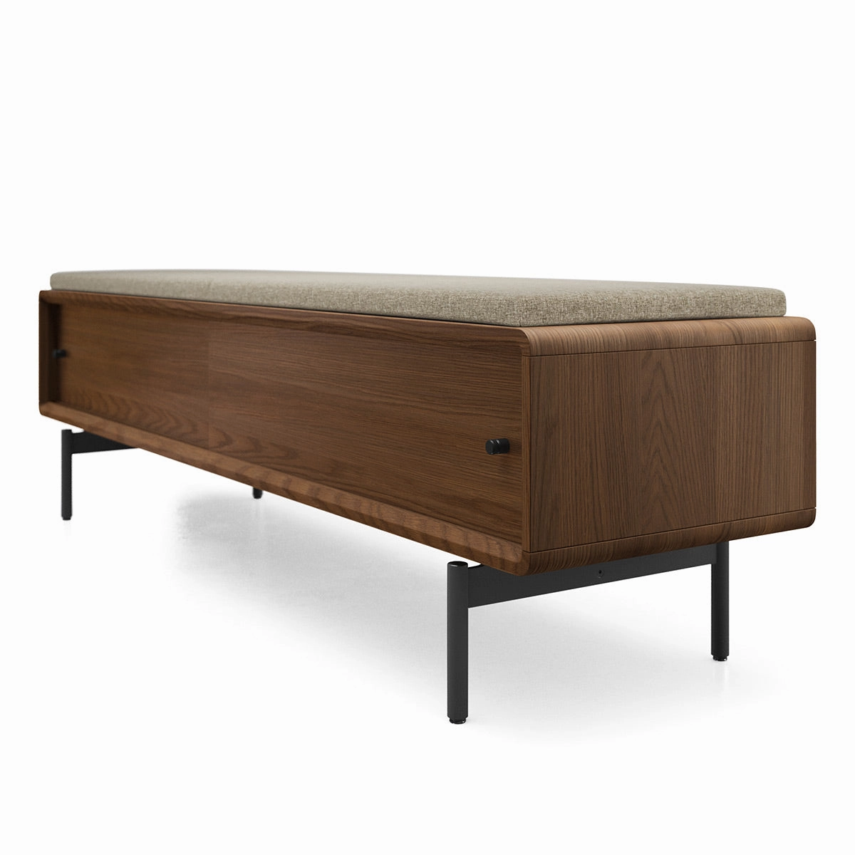 BDI LINQ Bench 9101 with Fabric Cushion (Natural Walnut/Almond)