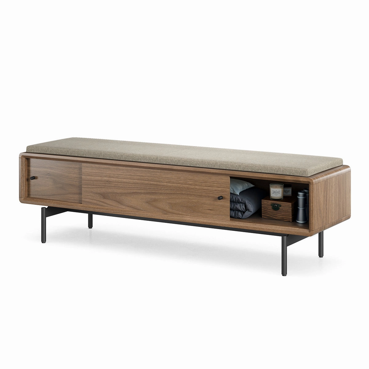 BDI LINQ Bench 9101 with Fabric Cushion (Natural Walnut/Pecan)