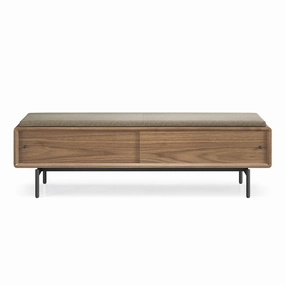 BDI LINQ Bench 9101 with Fabric Cushion (Natural Walnut/Pecan)