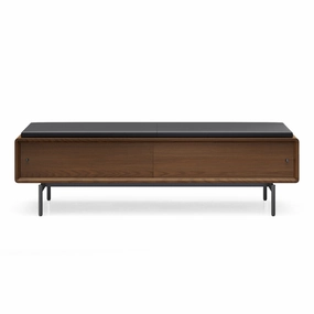 BDI LINQ Bench 9102 with Leather Cushion (Mocha with Pepper Leather)