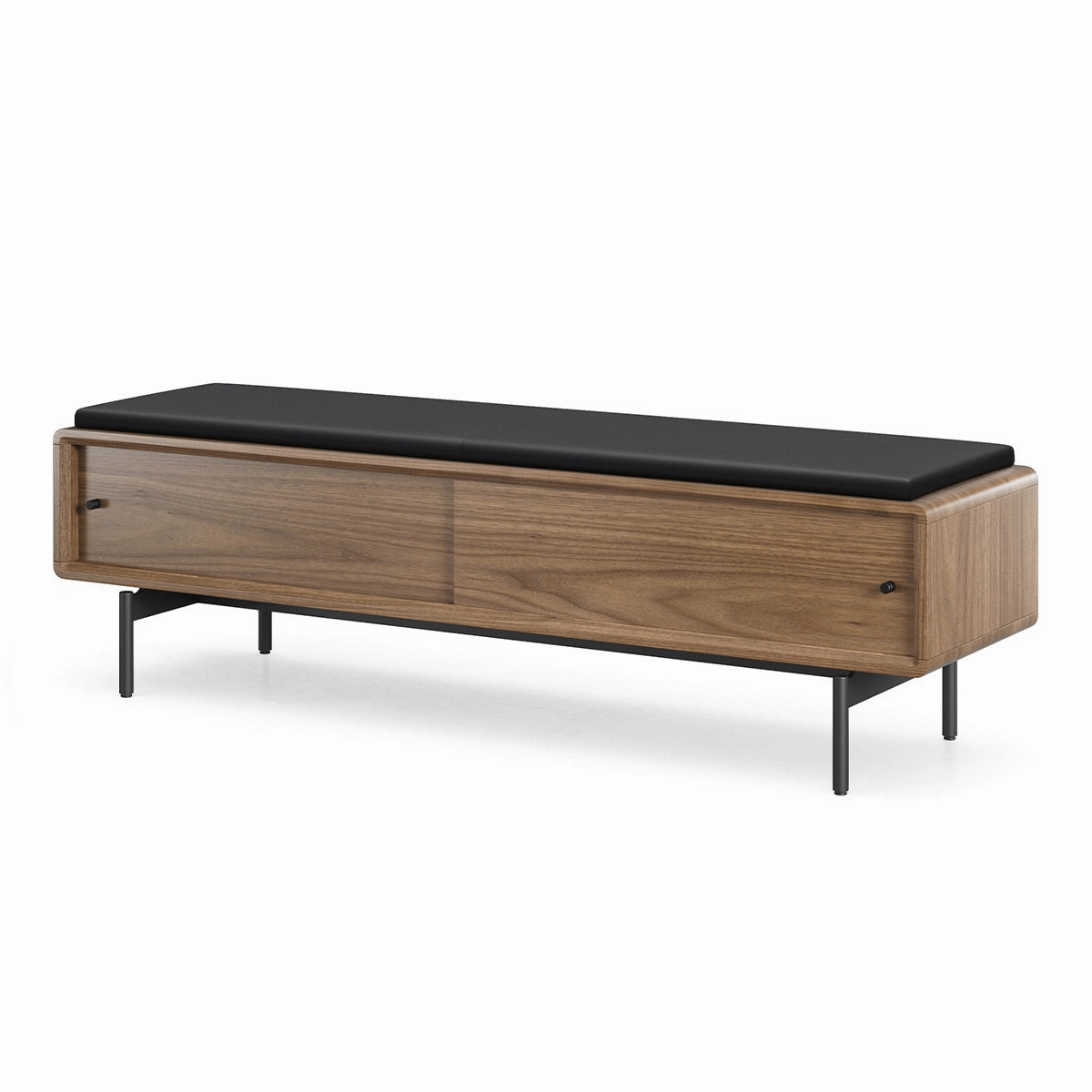 BDI LINQ Bench 9102 with Leather Cushion (Natural Walnut with Pepper Leather)
