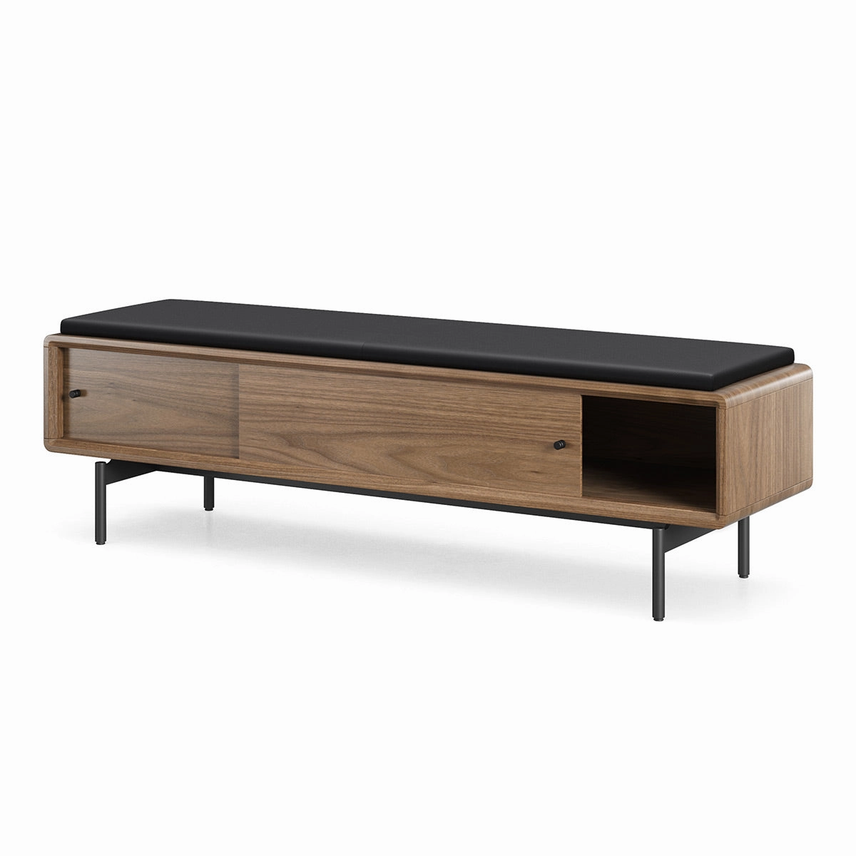 BDI LINQ Bench 9102 with Leather Cushion (Natural Walnut with Pepper Leather)
