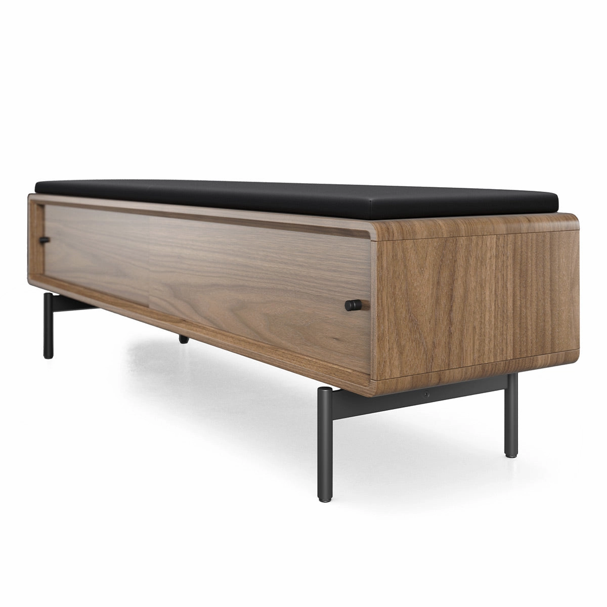 BDI LINQ Bench 9102 with Leather Cushion (Natural Walnut with Pepper Leather)