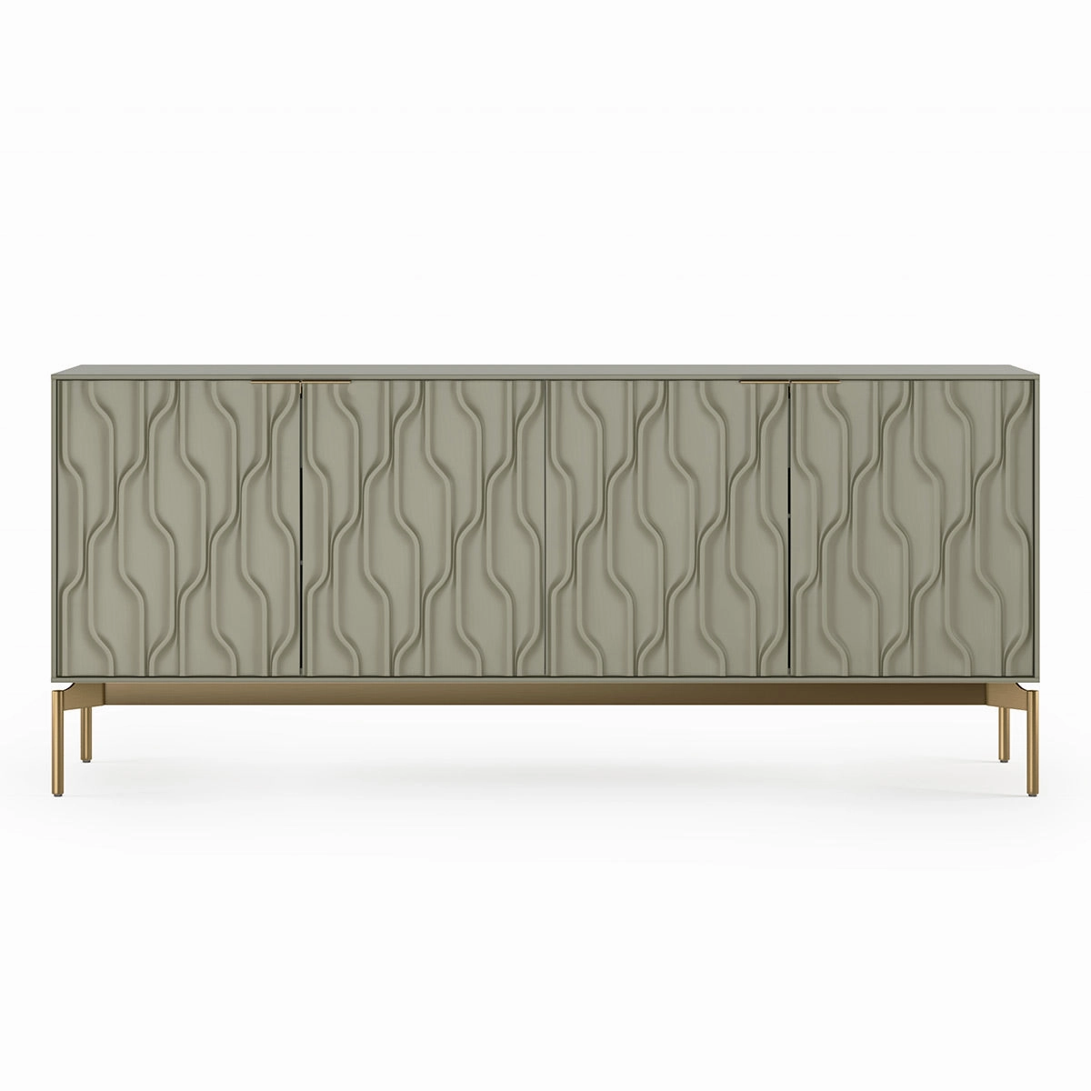 BDI Mesa 7639 4-Door Credenza (Moss with Brass Base)