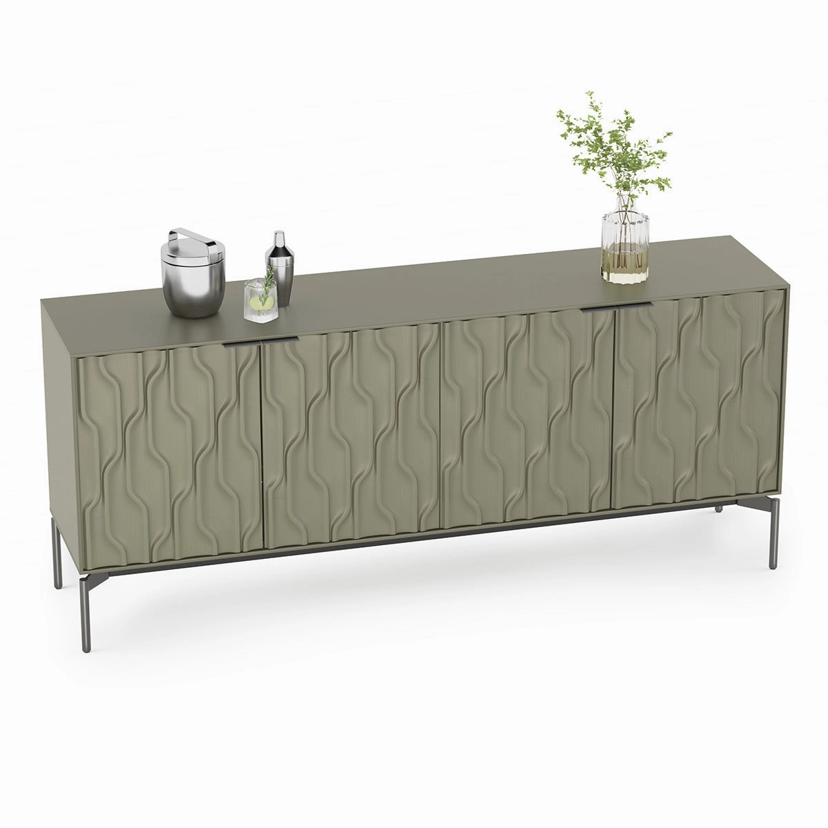 BDI Mesa 7639 4-Door Credenza (Moss with Carbon Base)