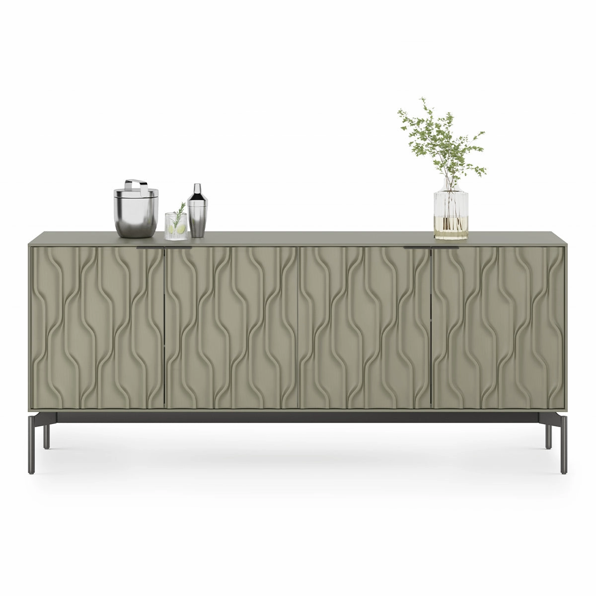 BDI Mesa 7639 4-Door Credenza (Moss with Carbon Base)
