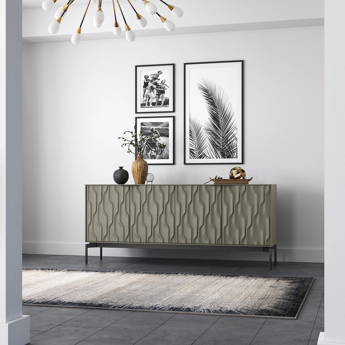 BDI Mesa 7639 4-Door Credenza (Moss with Carbon Base)