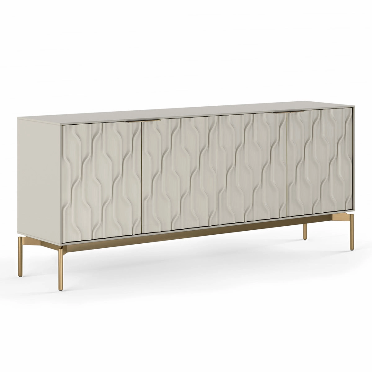 BDI Mesa 7639 4-Door Credenza (Stone with Brass Base)
