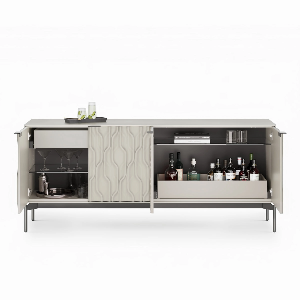 BDI Mesa 7639 4-Door Credenza (Stone with Carbon Base)