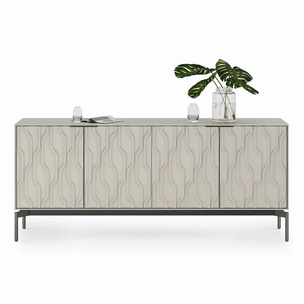 BDI Mesa 7639 4-Door Credenza (Stone with Carbon Base)