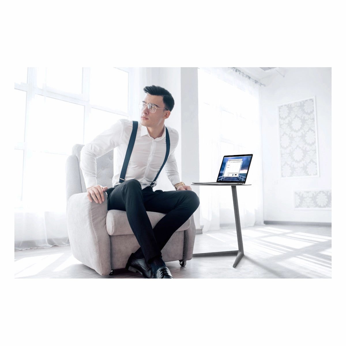 BDI Milo 1065 Laptop/Side Table (Salt)