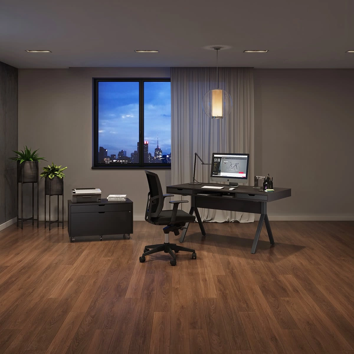 BDI MODICA File Pedestal 6347 (Charcoal Stained Ash)
