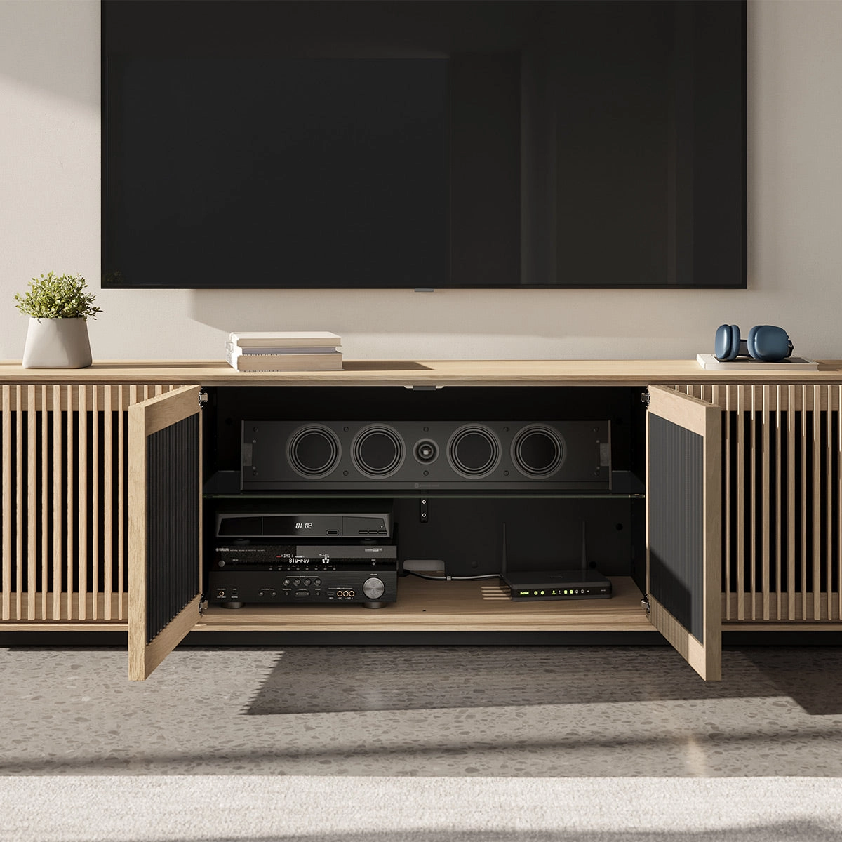 BDI Profile 8479 Quad Console (Washed Oak)