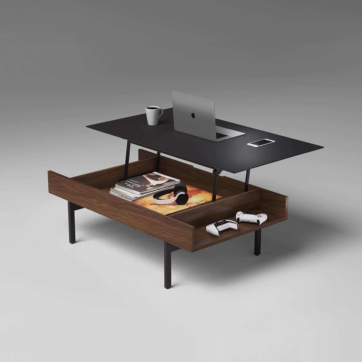BDI Reveal 1192 Lift Top Coffee Table (Natural Walnut)