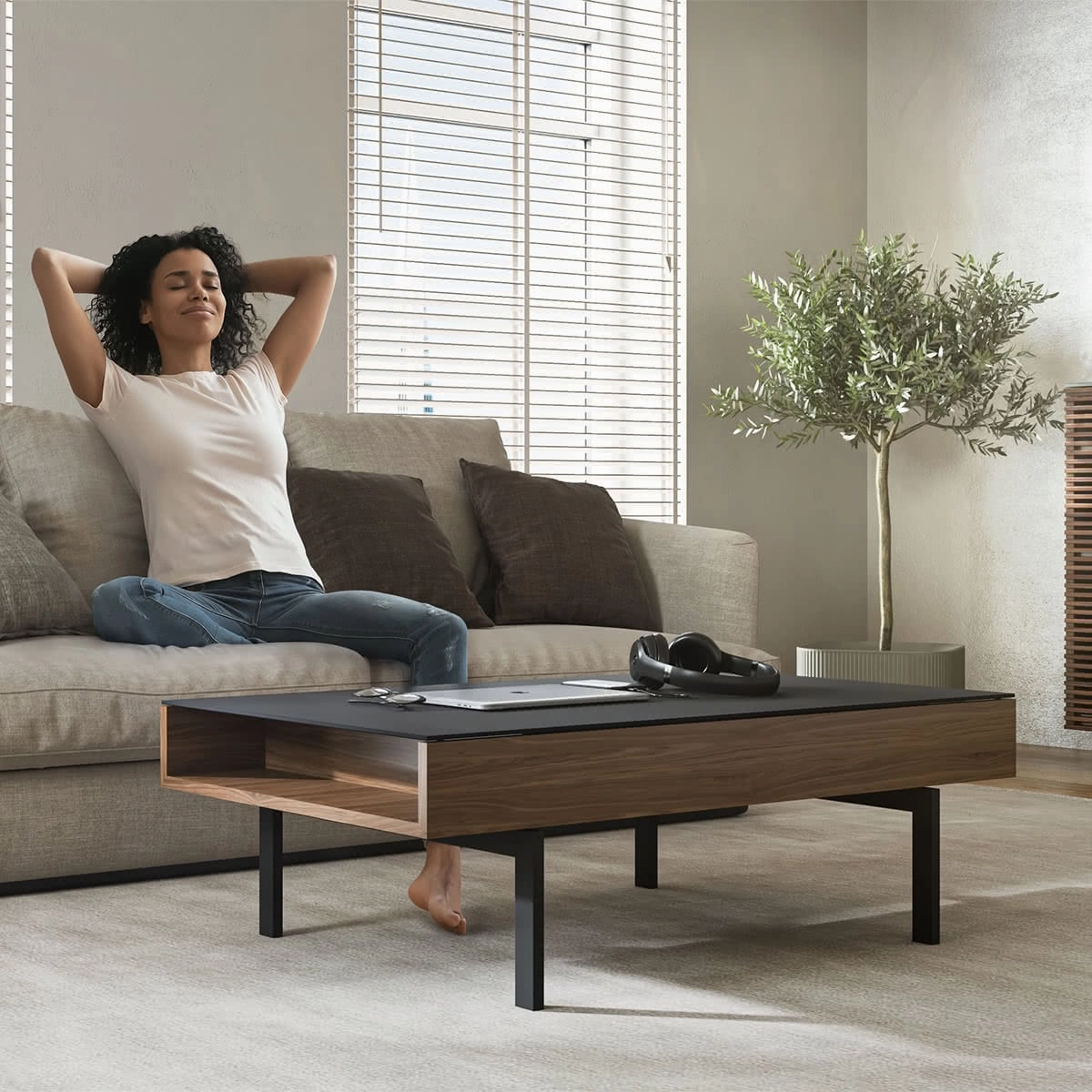 BDI Reveal 1192 Lift Top Coffee Table (Natural Walnut)