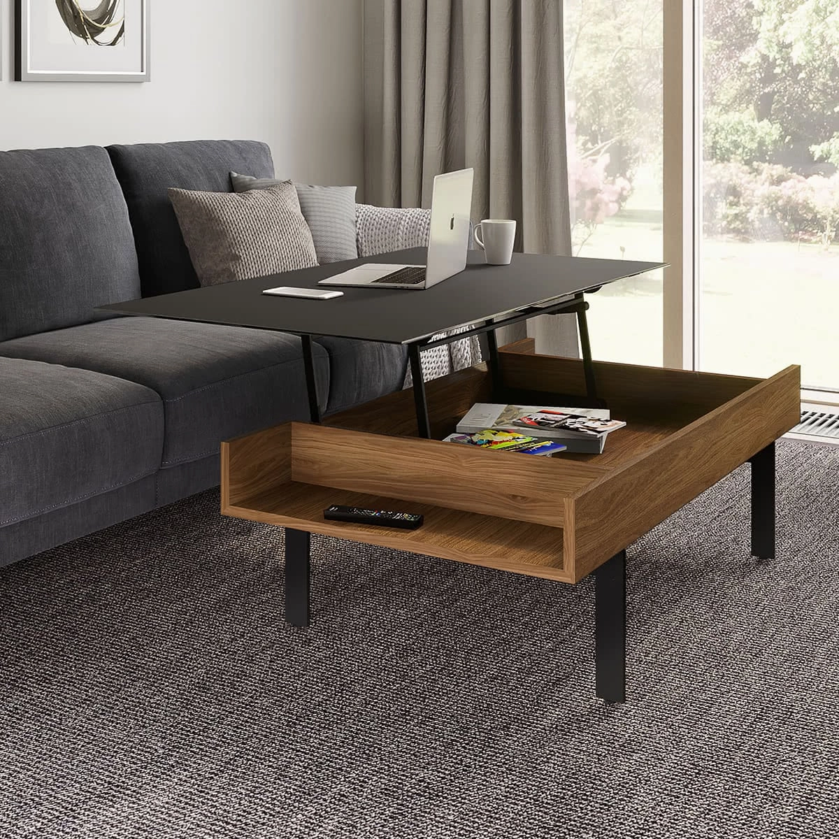 BDI Reveal 1192 Lift Top Coffee Table (Natural Walnut)