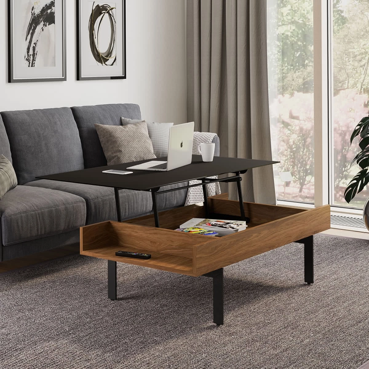 BDI Reveal 1192 Lift Top Coffee Table (Natural Walnut)