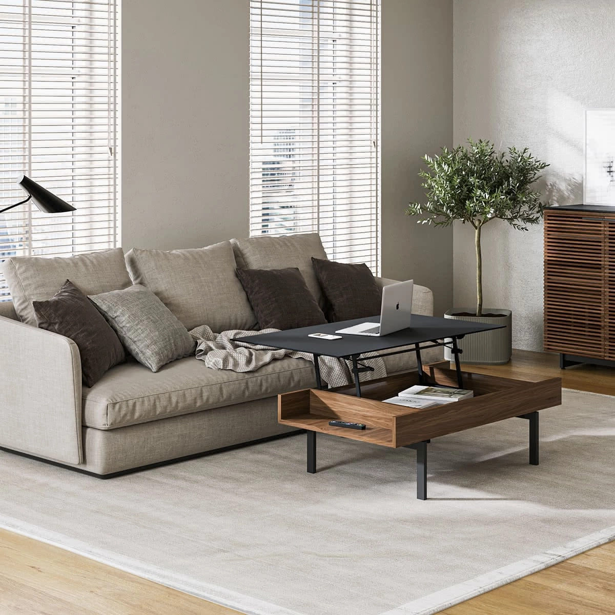 BDI Reveal 1192 Lift Top Coffee Table (Natural Walnut)