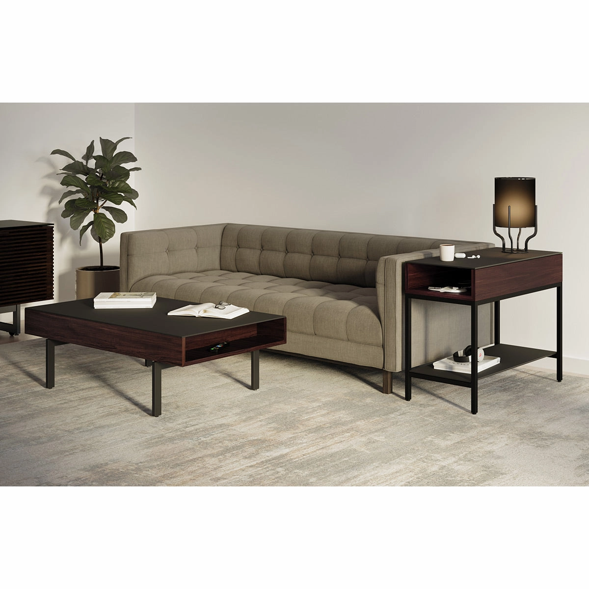 BDI Reveal 1196 Glass Top End Table (Chocolate Stained Walnut)
