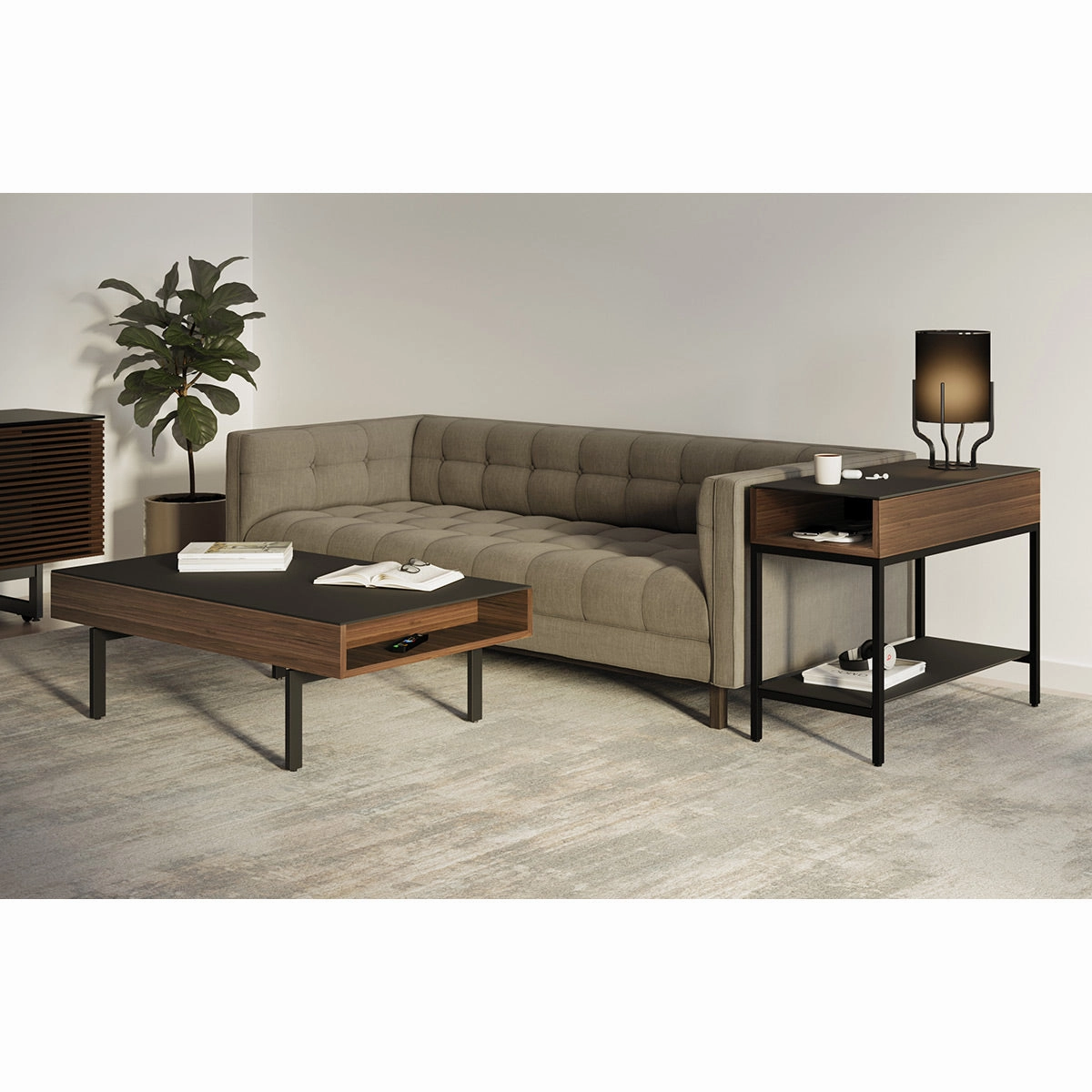 BDI Reveal 1196 Glass Top End Table (Natural Walnut)