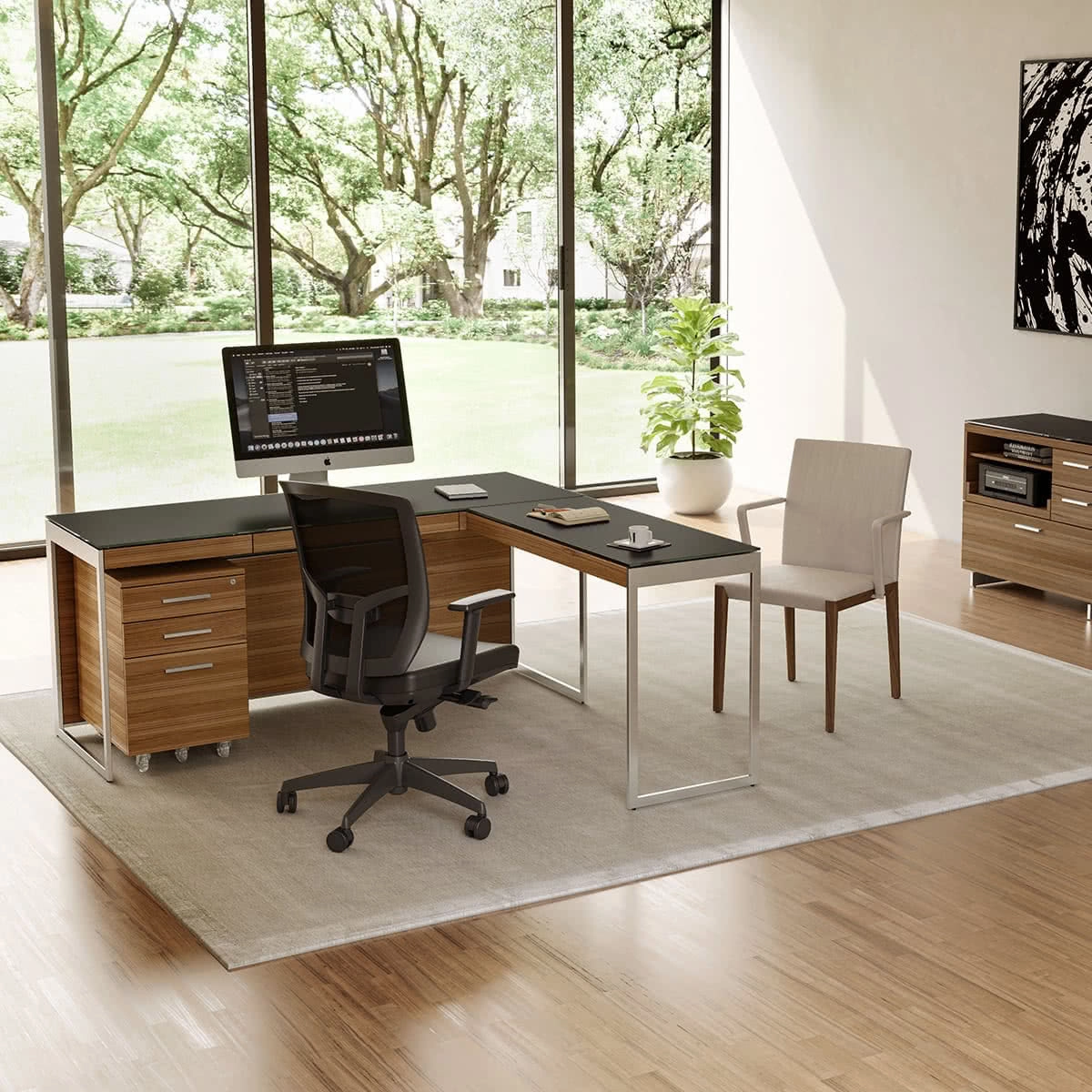 BDI Sequel 20 6112 Return Desk (Walnut/Nickel)