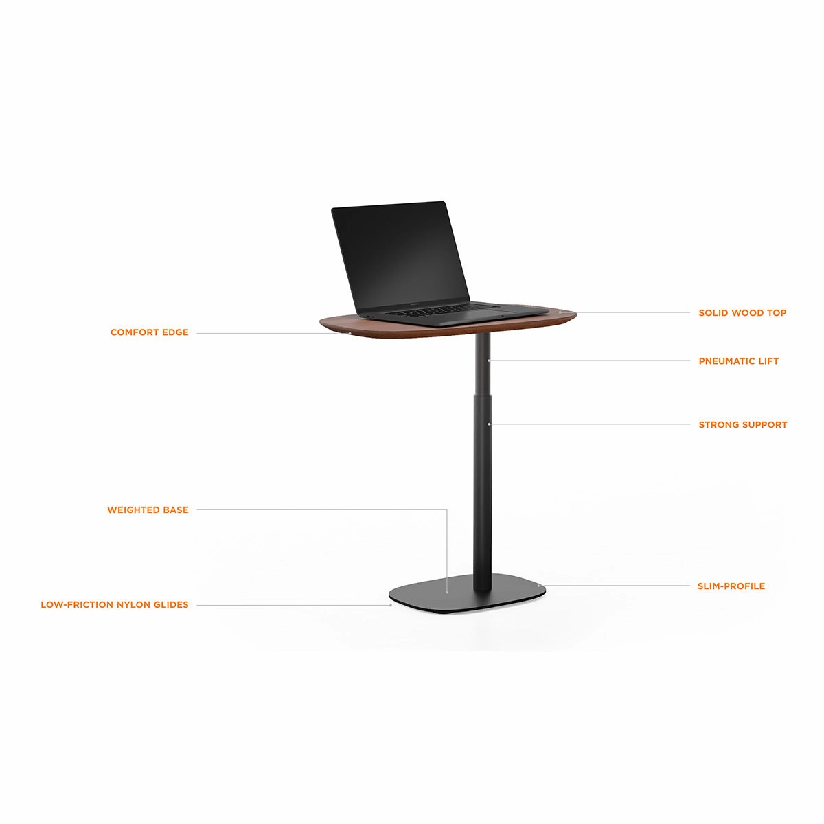BDI Serif 1046 Solid Wood Lift Laptop Table (Chocolate Stained Walnut)