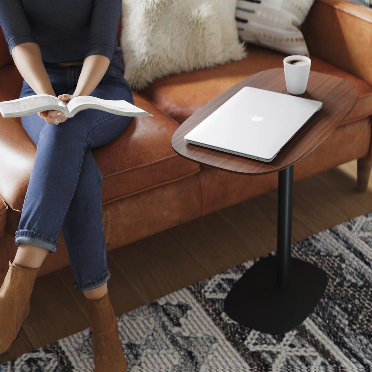 BDI Serif 1046 Solid Wood Lift Laptop Table (Chocolate Stained Walnut)