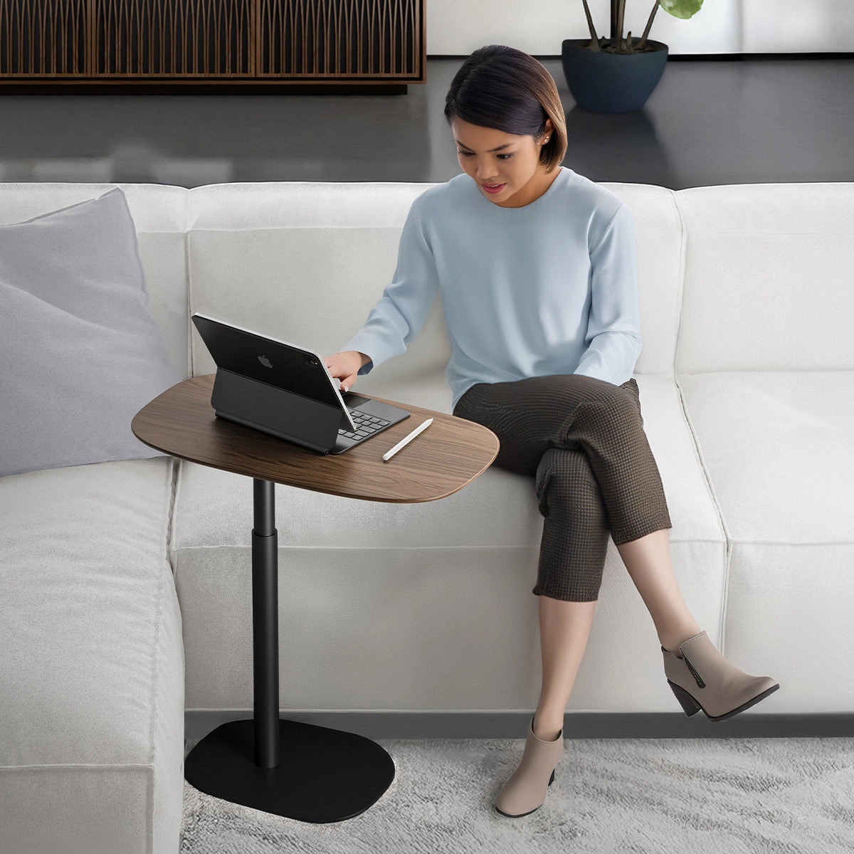 BDI Serif 1046 Solid Wood Lift Laptop Table (Natural Walnut)