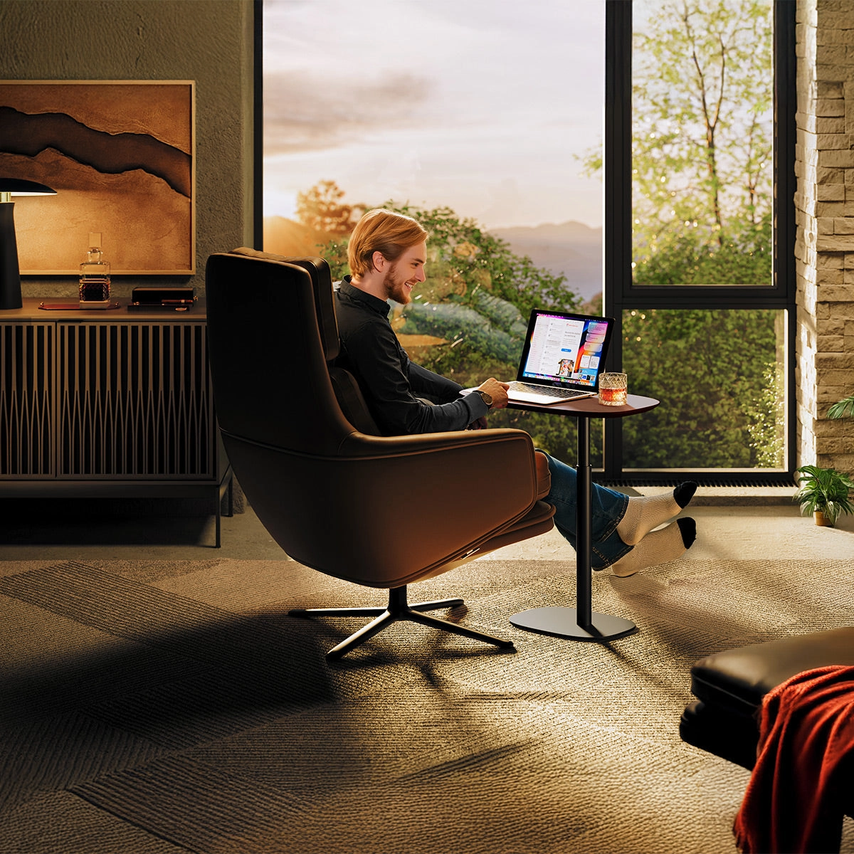 BDI Serif 1046 Solid Wood Lift Laptop Table (Toasted Oak)