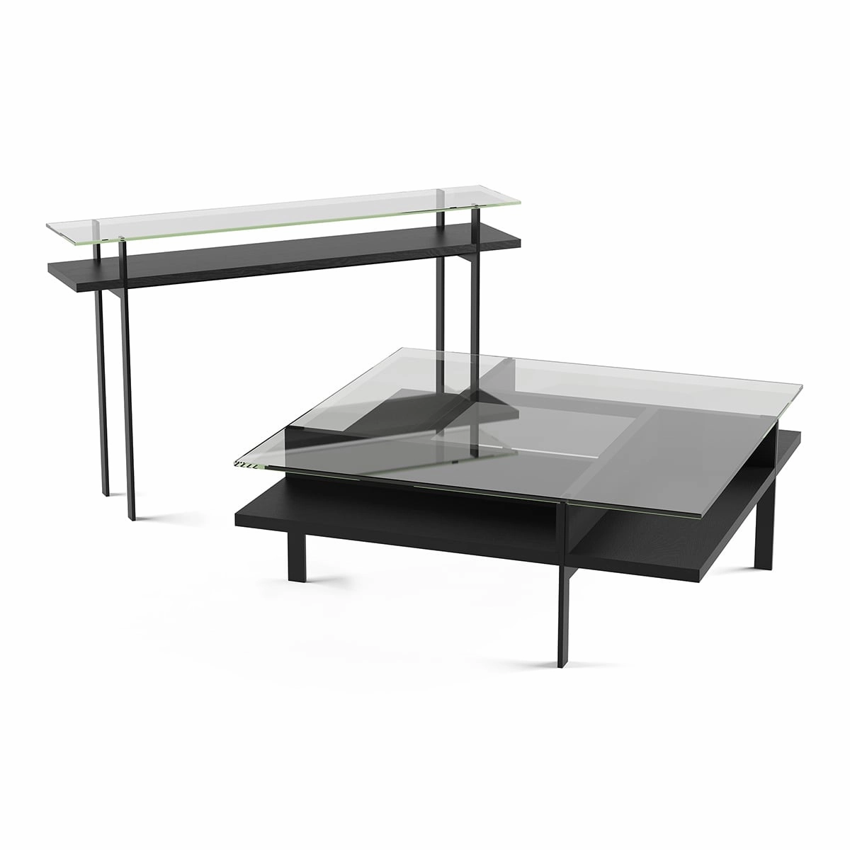 BDI Terrace 1153 Modern Glass Console Table (Charcoal Stained)