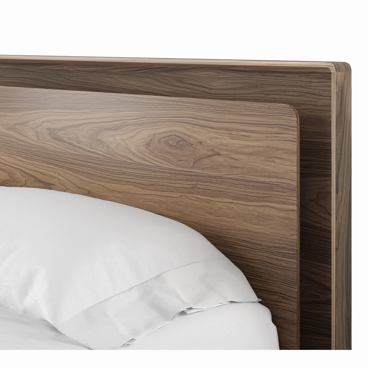 BDI Up-LINQ 9117 Queen Size Bed with Dual-Level Headboard, Dimmable Accent Lighting, and Integrated Power Stations (Natural Walnut)