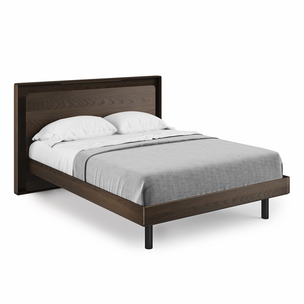 BDI Up-LINQ 9117 Queen Size Bed with Dual-Level Headboard, Dimmable Accent Lighting, and Integrated Power Stations (Toasted Oak)