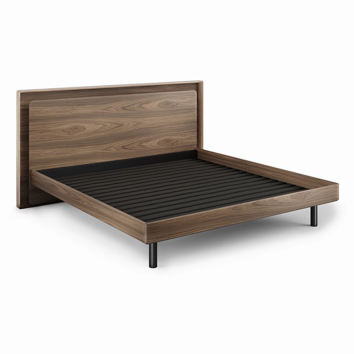 BDI Up-LINQ 9119 King Size Bed with Dual-Level Headboard, Dimmable Accent Lighting, and Integrated Power Stations (Natural Walnut)