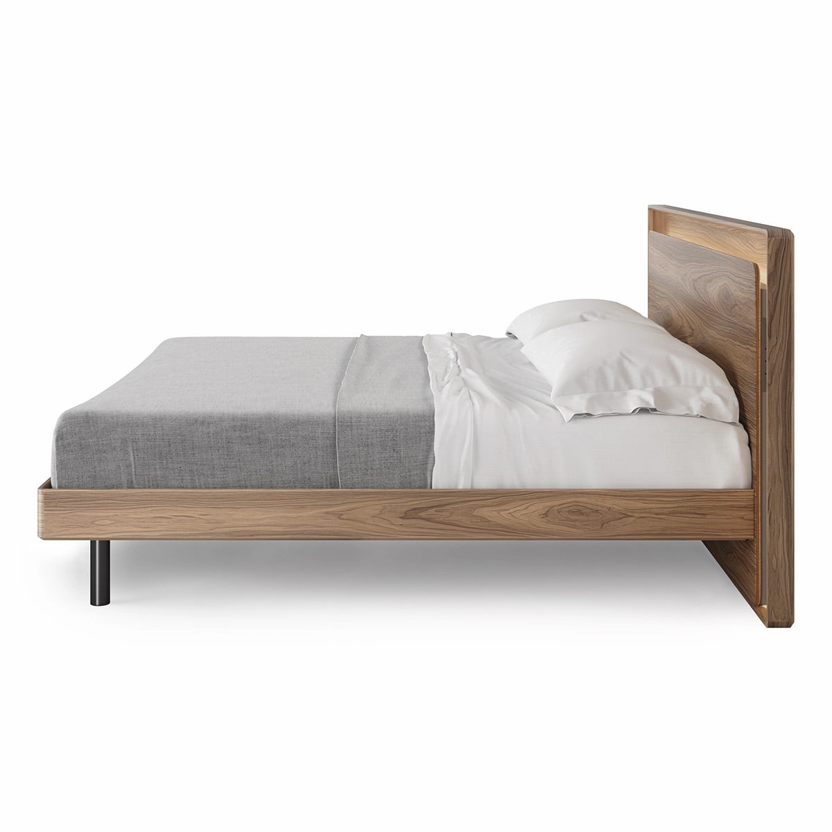 BDI Up-LINQ 9119 King Size Bed with Dual-Level Headboard, Dimmable Accent Lighting, and Integrated Power Stations (Natural Walnut)