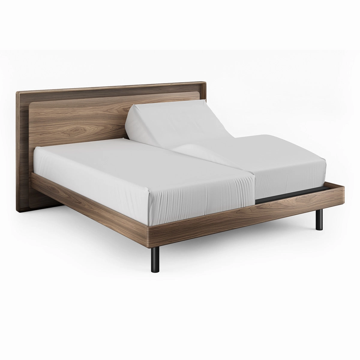 BDI Up-LINQ 9119 King Size Bed with Dual-Level Headboard, Dimmable Accent Lighting, and Integrated Power Stations (Natural Walnut)