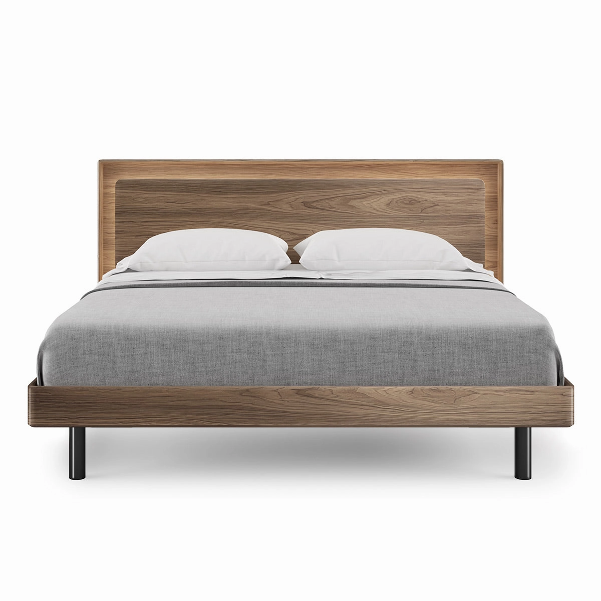BDI Up-LINQ 9119 King Size Bed with Dual-Level Headboard, Dimmable Accent Lighting, and Integrated Power Stations (Natural Walnut)