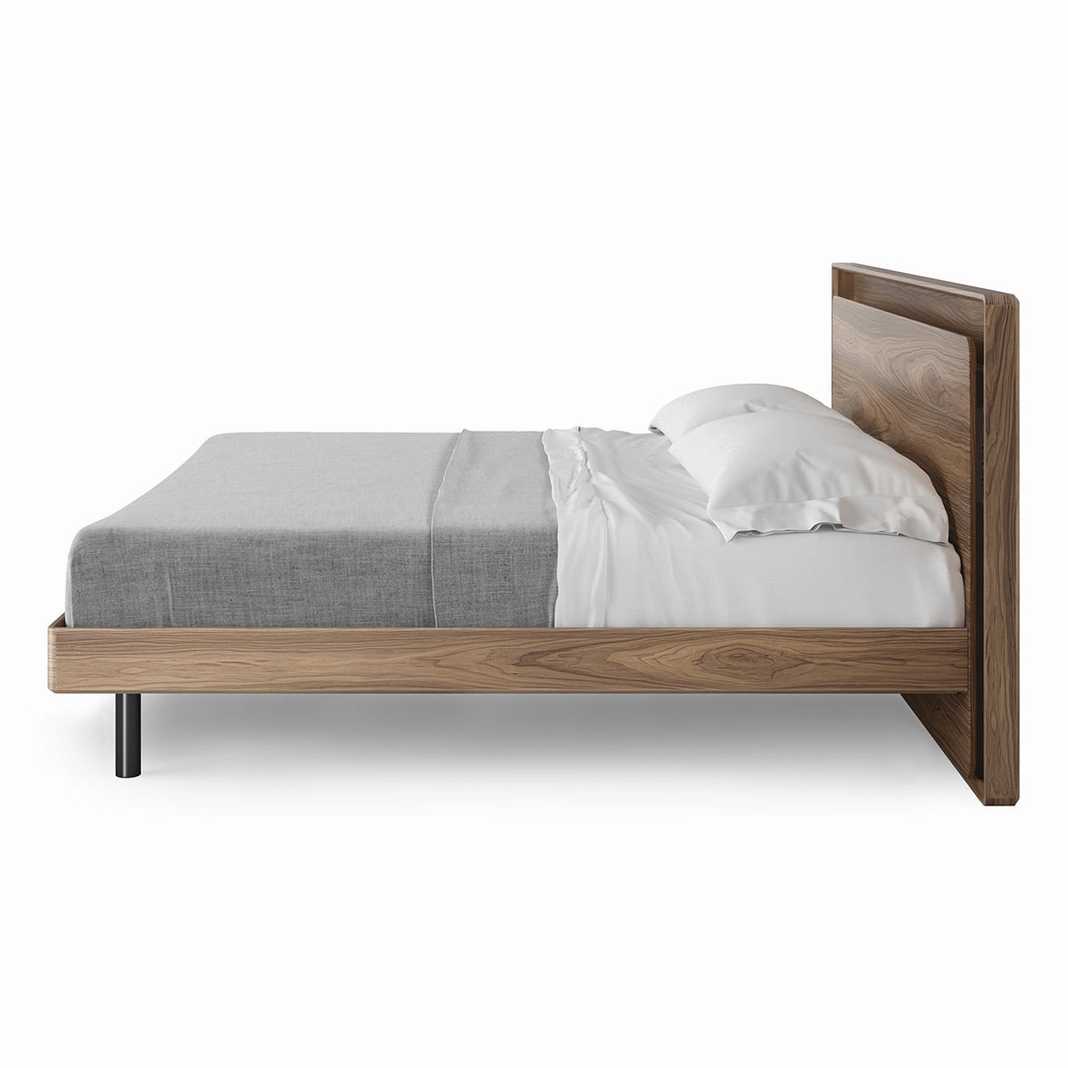 BDI Up-LINQ 9119 King Size Bed with Dual-Level Headboard, Dimmable Accent Lighting, and Integrated Power Stations (Natural Walnut)