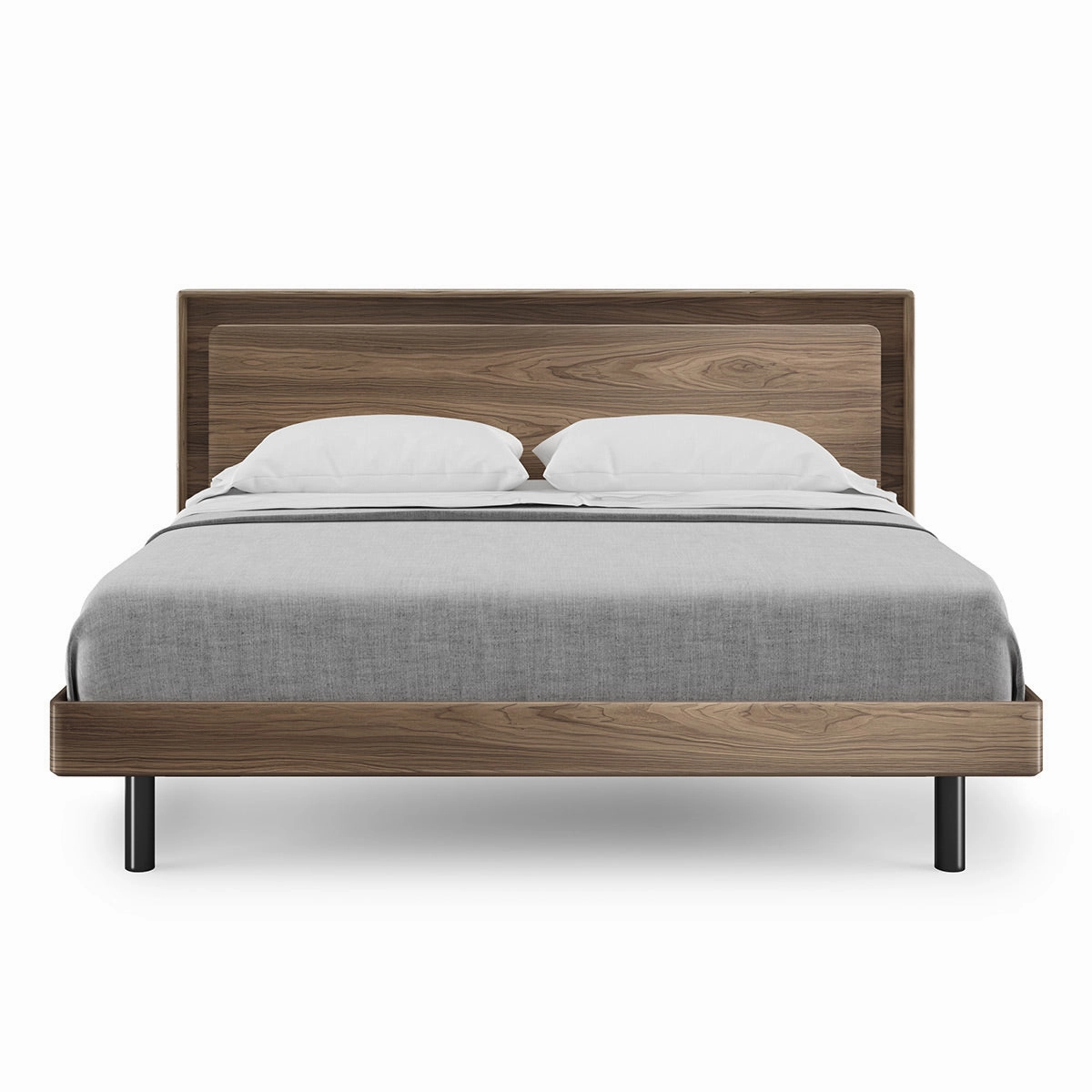 BDI Up-LINQ 9119 King Size Bed with Dual-Level Headboard, Dimmable Accent Lighting, and Integrated Power Stations (Natural Walnut)