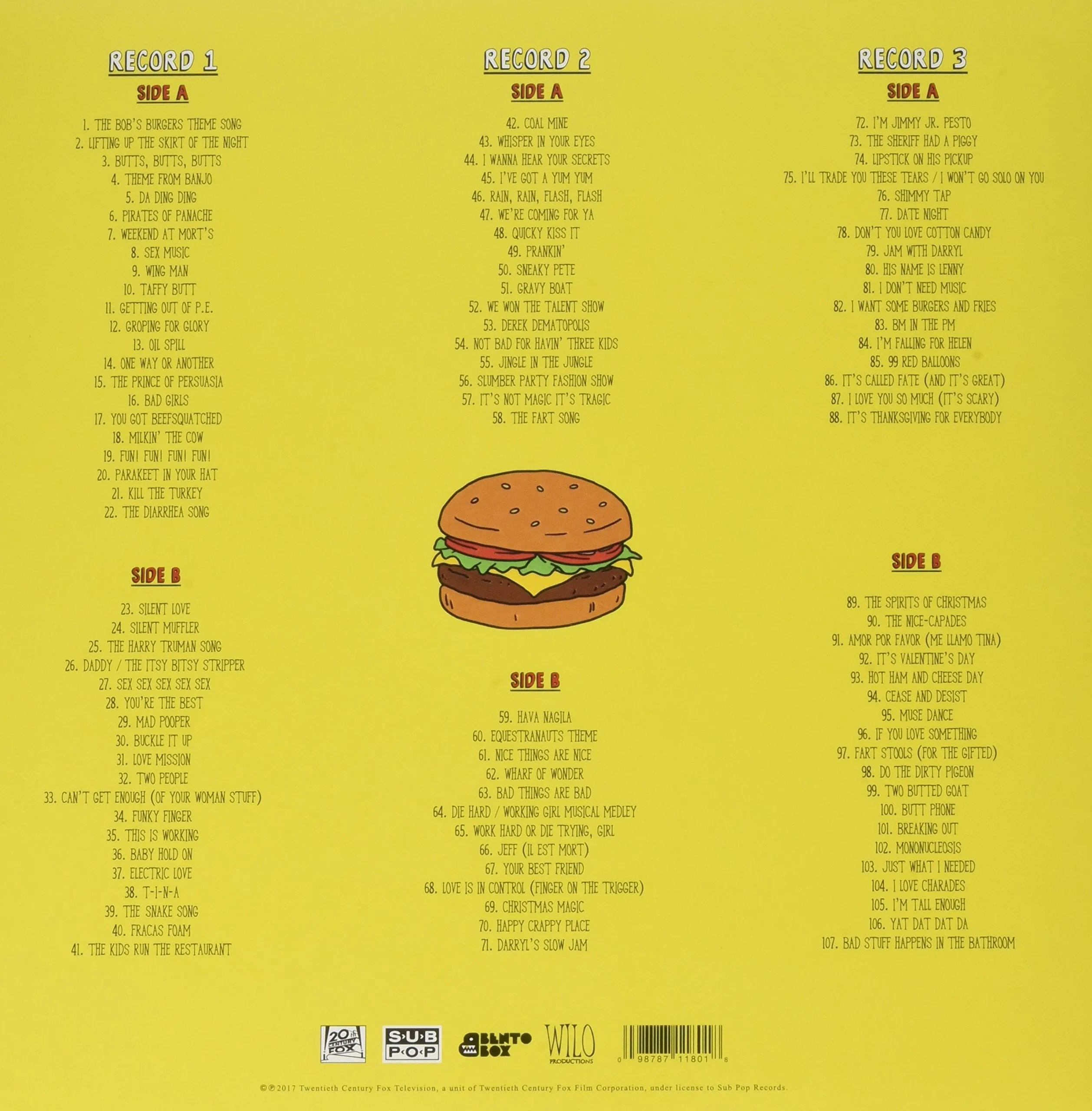 Bob's Burgers: The Bob's Burgers Music Album Vinyl 3LP 7"