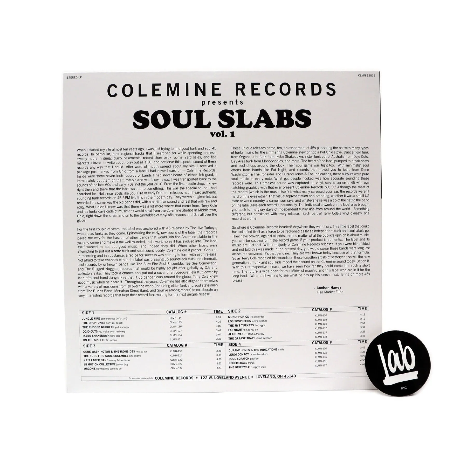 Colemine Records: Soul Slabs Vol.1 Vinyl 2LP