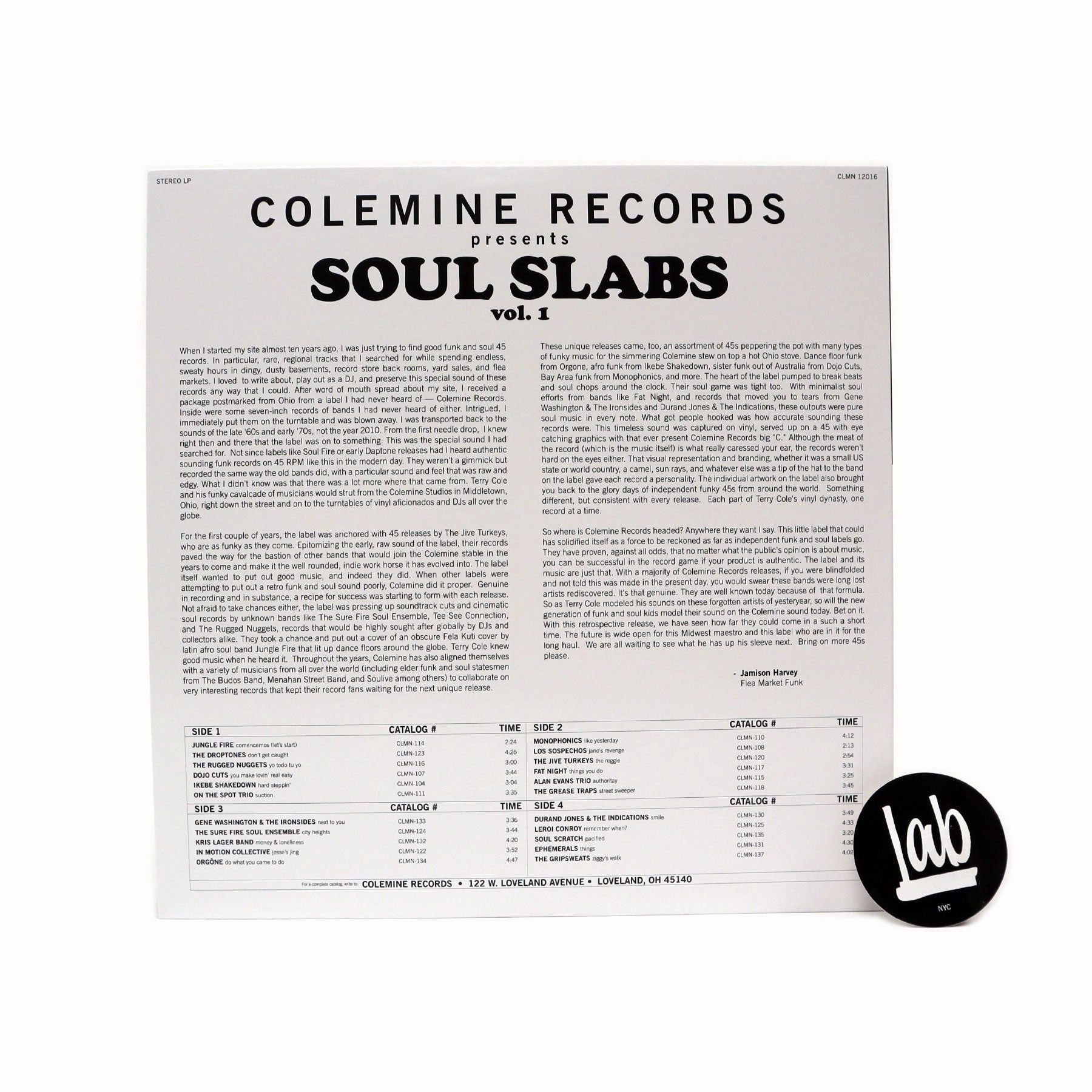 Colemine Records: Soul Slabs Vol.1 Vinyl 2LP