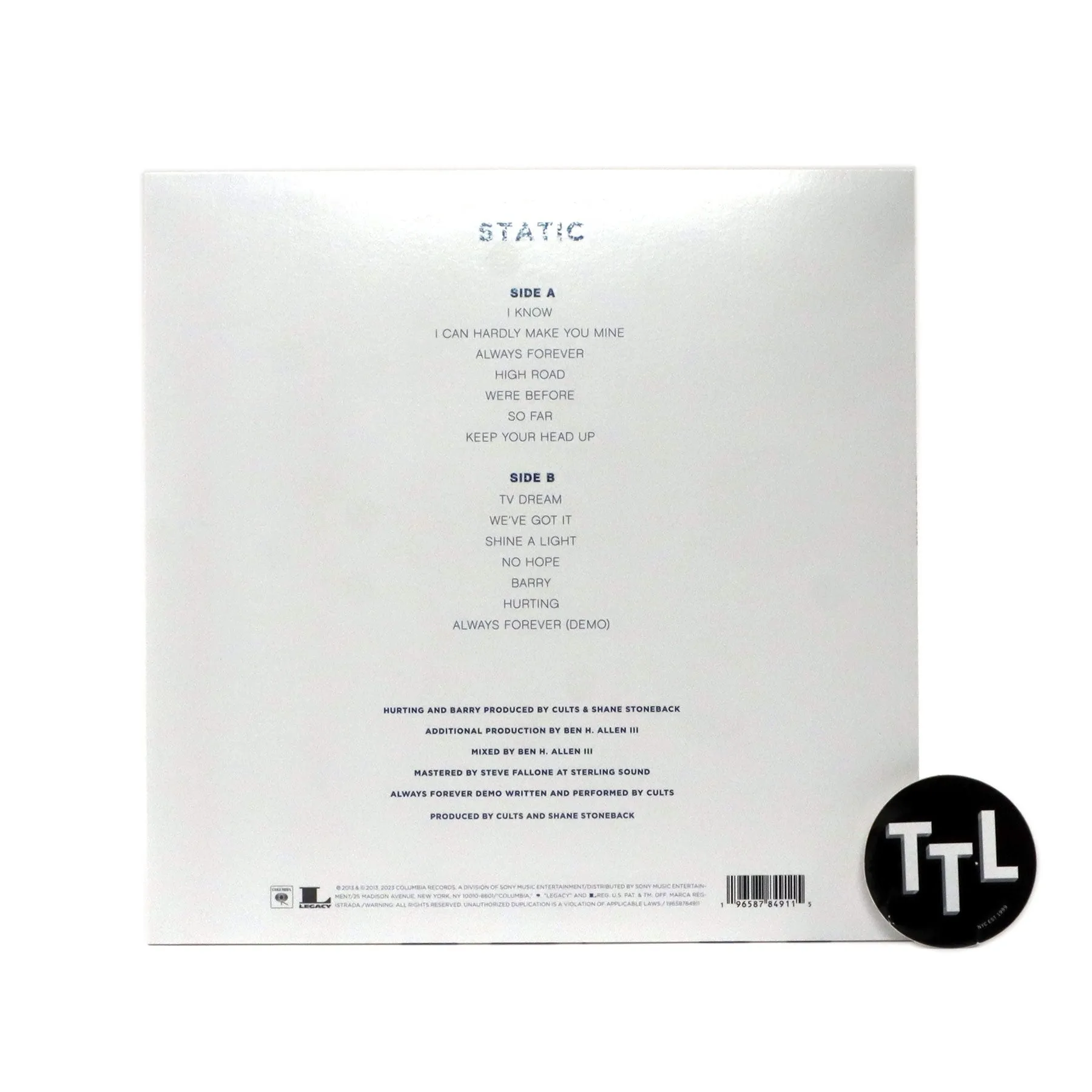 Cults: Static (Indie Exclusive Colored Vinyl) Vinyl LP
