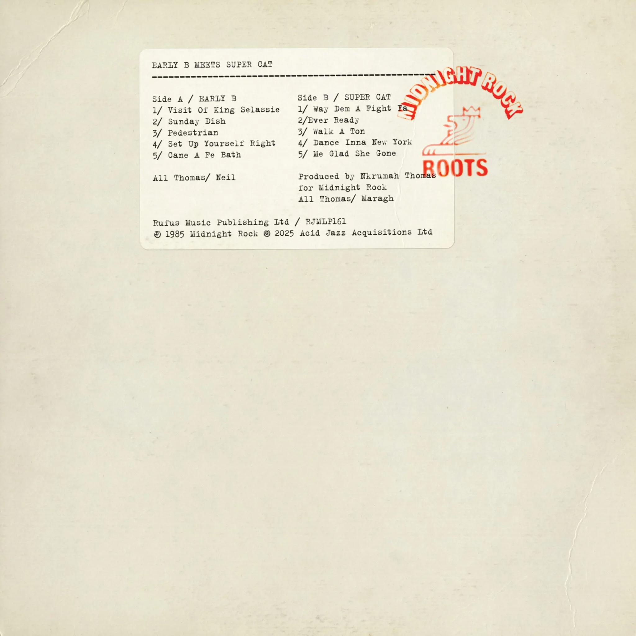 Early B: Early B Meets Super Cat Vinyl LP - PRE-ORDER