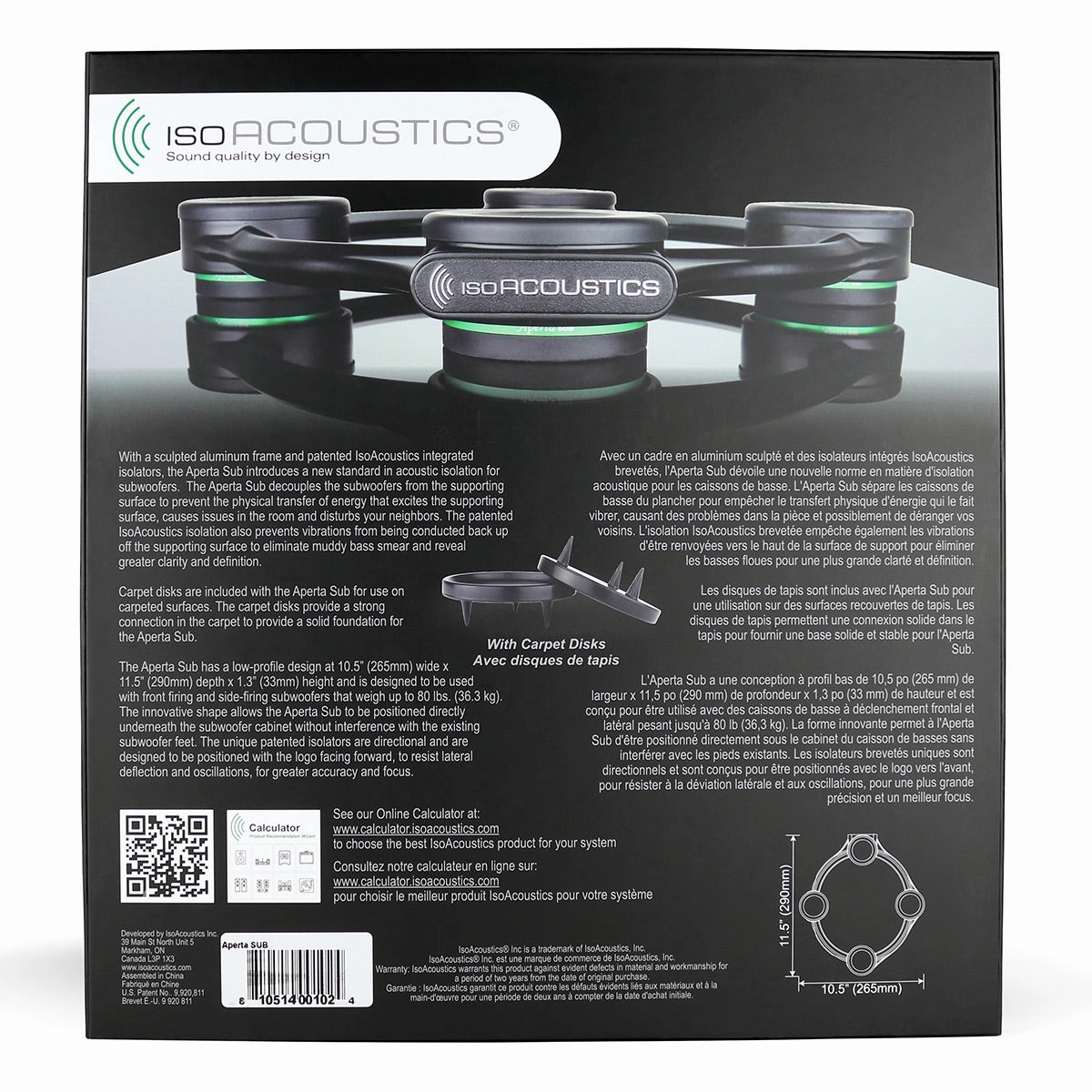 IsoAcoustics Aperta Sub Subwoofer Isolation Stand - Each (Black)