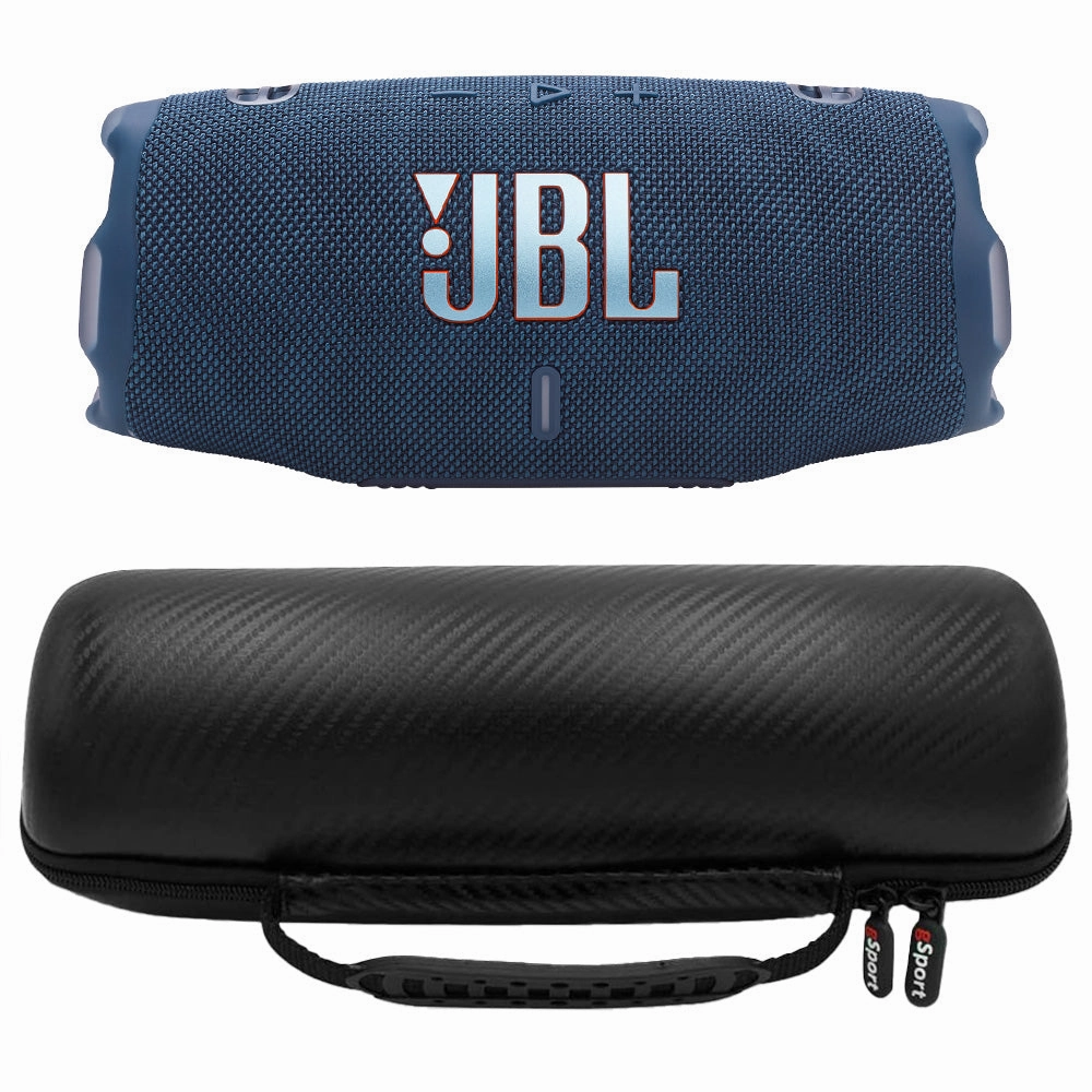 JBL CHARGE 6 Waterproof Portable Speaker Bundle with gSport Carbon Fiber Case (Blue)