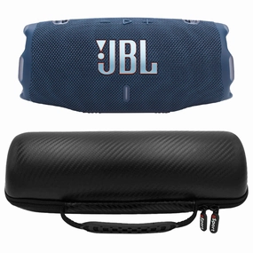 JBL CHARGE 6 Waterproof Portable Speaker Bundle with gSport Carbon Fiber Case (Blue)