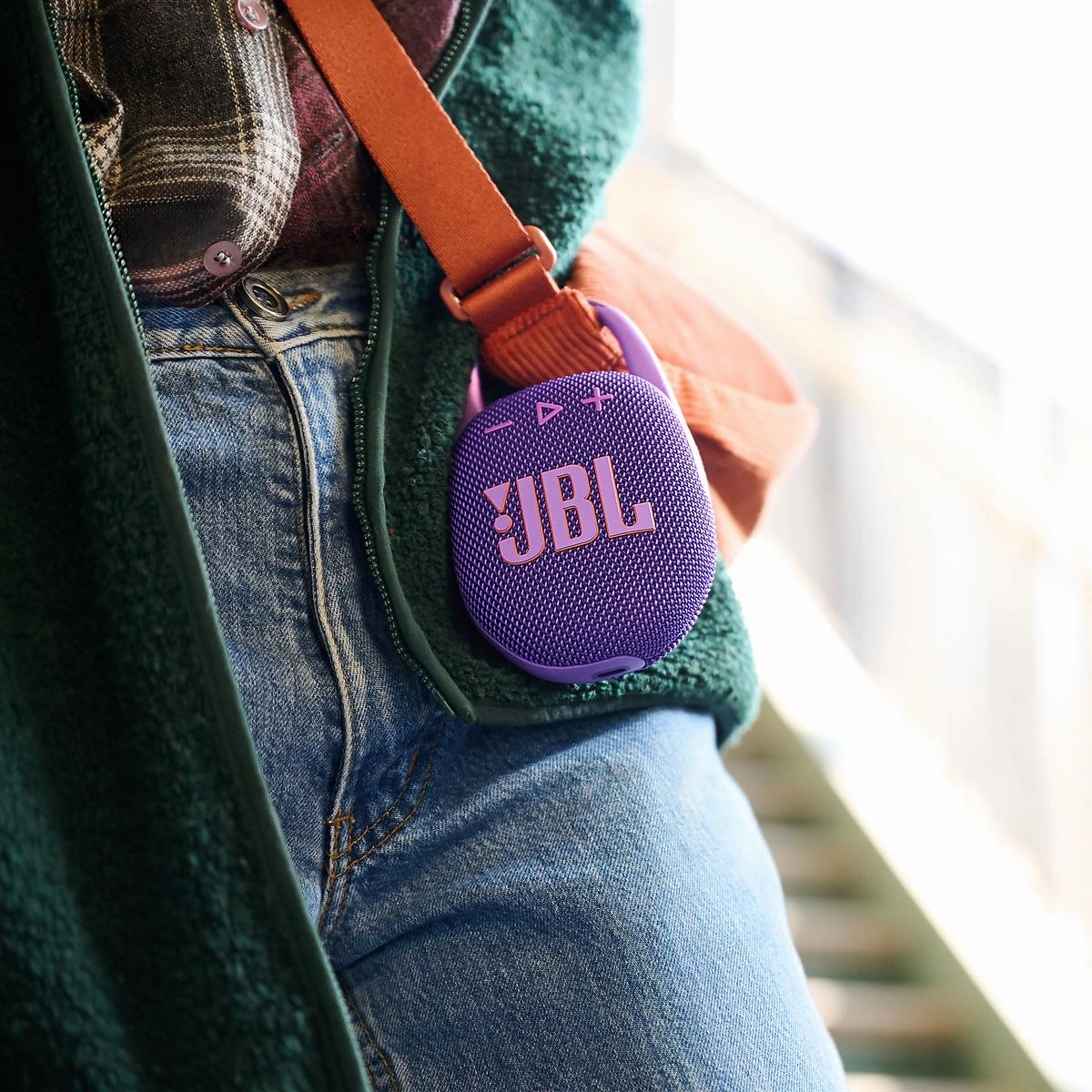 JBL Clip 5 Ultra Portable Bluetooth Speaker with gSport Carbon Fiber Case (Purple)