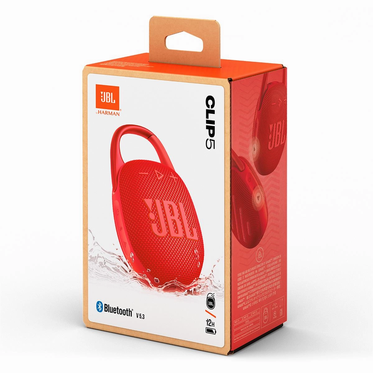 JBL Clip 5 Ultra Portable Bluetooth Speaker with gSport Carbon Fiber Case (Red)