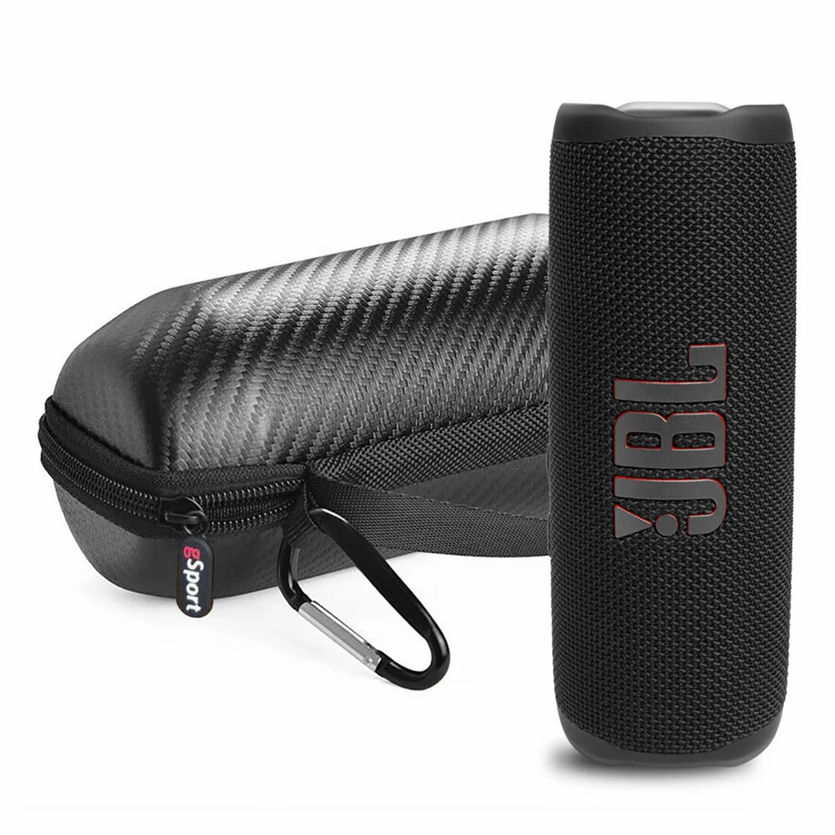 JBL Flip 6 Waterproof Portable Speaker with gSport Carbon Fiber Case (Black)